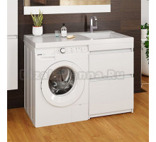 Тумба с раковиной Mixline Созвездие 120 R под стиральную машину, глянцевая белая