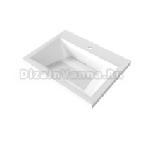 Мебельная раковина Grossman Блисс 60 накладная, глянцевая белая, прямоугольная, искусственная мрамор