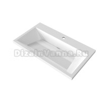 Мебельная раковина Grossman Блисс 80 накладная, глянцевая белая, прямоугольная, искусственная мрамор