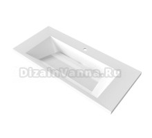 Мебельная раковина Grossman Блисс 100 накладная, глянцевая белая, прямоугольная, искусственная мрамор