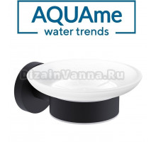 Мыльница AQUAme AQM7211MB настенная, стеклянная, черная, белая