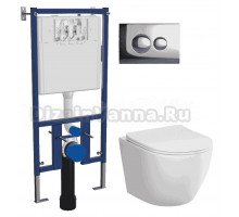 Комплект 3 в 1 Унитаз подвесной AM.PM Like C801900SC + Инсталляция DIWO 4501 + Кнопка 7312 цвет хром