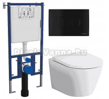 Комплект 3 в 1 Унитаз подвесной AM.PM Sense C741701SC + Инсталляция DIWO 4501 + Кнопка 7313 цвет матовый черный