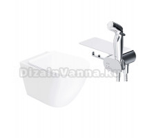 Комплект 2 в 1 Унитаз подвесной STWORKI Готланд S13401WH безободковый, с микролифтом, глянцевый белый, антивсплеск + Гигиенический душ AM.PM Like F0202600 С ВНУТРЕННЕЙ ЧАСТЬЮ, со смесителем, хром
