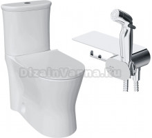 Комплект 3 в 1 Унитаз-компакт DIWO Кострома 0422 крышка белая с микролифтом + Бачок 0422 + Гигиенический душ AM.PM Like F0202600 С ВНУТРЕННЕЙ ЧАСТЬЮ, со смесителем, хром