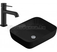 Комплект 2 в 1 Смеситель STWORKI Эстерсунд S31010BK, черный + Накладная раковина AM.PM Func M8FWCC10510BM 51 матовая черная