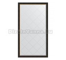 Зеркало напольное Evoform Exclusive-G Floor BY 6388 109х198 черное дерево с золотом, с фацетом, в багетной раме