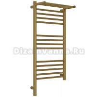 Полотенцесушитель электрический Сунержа Богема 3.1 051-6006-8040 90x45 см, подключение слева, состаренная латунь, лесенка, с полкой