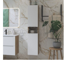 Шкаф-пенал для ванной ЗОВ Дион 30 матовый белый, дуб