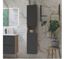 Шкаф-пенал для ванной ЗОВ Дион 30 матовый графит, дуб