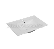 Мебельная раковина Oliveeka NS2001-70 71 накладная, глянцевая белая, прямоугольная, фарфор