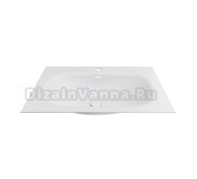 Мебельная раковина Oliveeka M115W70 69 накладная, матовая белая, прямоугольная