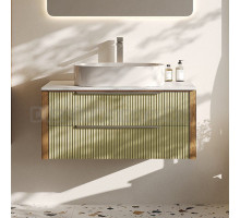 Тумба с раковиной ЗОВ Валенсия 100 подвесная, зеленый тростник, белая