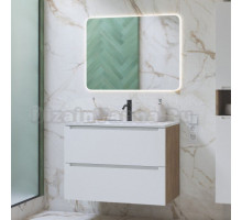Мебель для ванной комнаты ЗОВ Дион 60 подвесная, матовая белая, дуб
