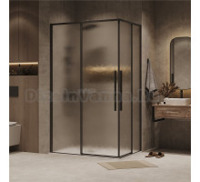 Душевой уголок Grossman Galaxy 300.K33.01.80R12L.21.02 120х80 см, профиль матовый черный, стекло шиншилла