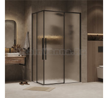 Душевой уголок Grossman Galaxy 300.K33.01.11R80L.21.02 110х80 см, профиль матовый черный, стекло шиншилла