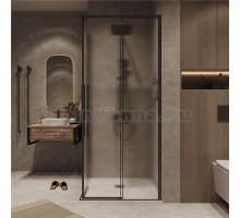 Душевая дверь в нишу Grossman Galaxy 1/2.K33.01.11L.21.02 110 см, профиль матовый черный, стекло шиншилла