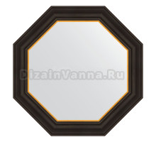Зеркало Evoform Octagon BY 7402 58 черное дерево с золотом, в багетной раме