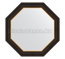 Зеркало Evoform Octagon BY 7403 68 черное дерево с золотом, в багетной раме