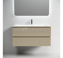 Тумба под раковину подвесная Sancos Folk 995х445х500 мм, c двумя ящиками оснащенными доводчиками, Капучино