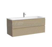 Тумба под раковину подвесная Sancos Folk 1190х445х500 мм, c двумя ящиками оснащенными доводчиками, Капучино