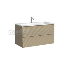 Тумба под раковину подвесная Sancos Folk 890х445х500 мм, c двумя ящиками оснащенными доводчиками, Капучино