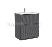 Тумба под раковину в ванную Sancos Folk Floor 690х445х850 мм, напольная с двумя ящиками, Grey soft