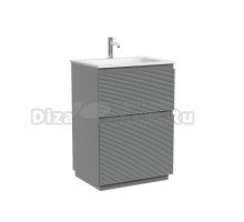 Тумба под раковину в ванную Sancos Folk Floor 590х445х850 мм, напольная с двумя ящиками, Ergraut soft