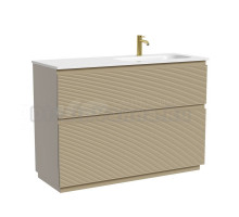 Тумба под раковину в ванную Sancos Folk Floor правая 995х445х850 мм, напольная с двумя ящиками, Капучино