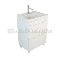 Тумба под раковину без столешницы Emmy Агата 55 глянцевая белая, раковина Визит 55