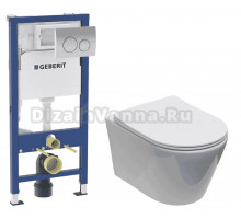 Комплект 2 в 1 Унитаз подвесной Aquanet Logan Tornado 340298 + Инсталляция с кнопкой Geberit Delta 20 458.118.21.2 цвет хром