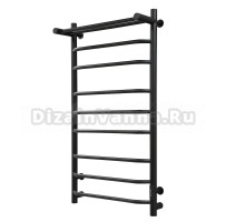 Полотенцесушитель электрический Тругор Браво Пэк сп 100х50 100x55 см, подключение справа, слева, черный, лесенка, из стали, с полкой