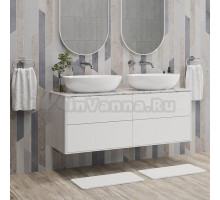 Тумба под раковину со столешницей Belux Джаз 120 подвесная, белая глянцевая