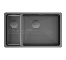Мойка кухонная Paulmark Next 69/2S UNI PM226944-GMR вороненая сталь
