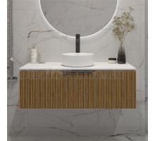 Тумба с раковиной ЗОВ Кито 100 подвесная, со столешницей, белая, тростник