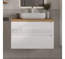 Тумба с раковиной ЗОВ Дион 100 подвесная, со столешницей, матовая белая
