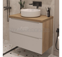 Тумба с раковиной ЗОВ Дион 100 подвесная, со столешницей, матовая белая, дуб