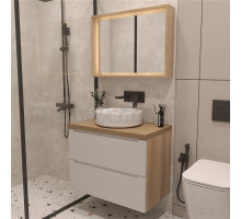 Мебель для ванной комнаты ЗОВ Дион 100 подвесная, со столешницей, матовая белая, дуб