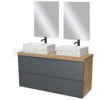 Мебель для ванной комнаты ЗОВ Дион 120 подвесная, со столешницей, матовый графит, дуб