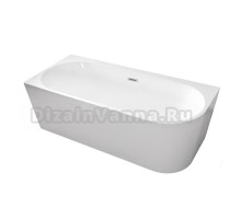 Акриловая ванна Grossman Cristal GR-2204L 170x75 см, левая, пристенная, белая, овальная, со сливом-переливом, с донным клапаном