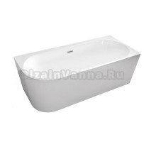 Акриловая ванна Grossman Cristal GR-2204R 170x75 см, правая, пристенная, белая, овальная, со сливом-переливом, с донным клапаном