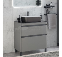 Тумба с раковиной Corozo Алабама 80 напольная, 2 ящика, графит