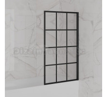 Paini-ScreenWT70G Шторка на ванну Screen 70 см, неподвижная, принт решетка, проф. черный