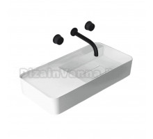 Раковина подвесная Abber Stein AS2627-1.2 120 матовая белая, прямоугольная, искусственная камень, со столешницей справа