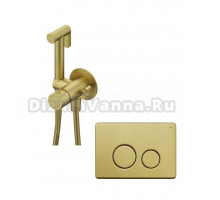 Гигиенический душ IDDIS Axes 005MGR0i08 со смесителем, матовое золото + Кнопка смыва Unisteel UNS01GGi77 золото
