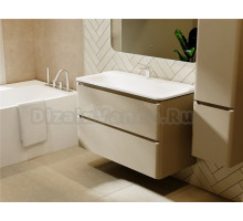 Тумба под раковину без столешницы Raval Welto 2 100 подвесная, 2 ящика, светло-коричневая soft touch