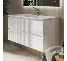 Тумба под раковину без столешницы Raval Coste 100 подвесная, 2 ящика, глянцевая белая