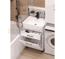 Тумба с раковиной DIWO Брянск 60 с корзиной, с выдвижным ящиком, белая