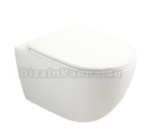Унитаз подвесной Veconi Ento VEN-52T безободковый, с микролифтом, глянцевый белый