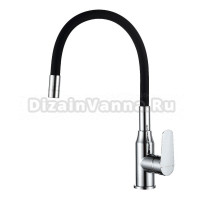 Смеситель одноручный для кухни с гибким изливом, хром/чёрный